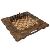  Шахматы + нарды резные «Антемион» 60 с ручкой, Haleyan  Артикул: kh134-6 