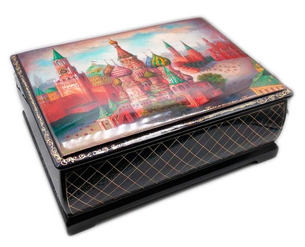 Шкатулка - ларец лаковая миниатюра "Москва" 27х20х11 см. арт. 755253