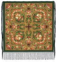 Многоцветный платок 148 см. из уплотненной шерстяной ткани с шелковой бахромой "Счастливица", вид 10, арт. 1122-10 Москва
