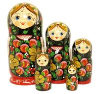 Матрешка сувенирная хохлома 18 см 5 мест арт. 874433