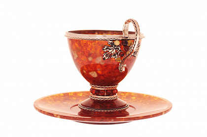 картинка чашка чайная "Виноград" большая из янтаря Арт. 11503/ROE магазин 