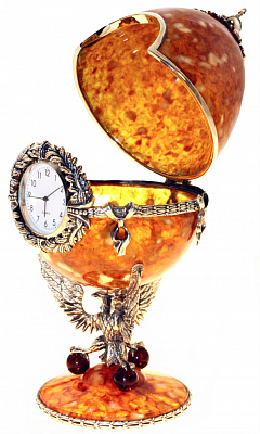 картинка часы-шкатулка "Державные" из янтаря 17.5х8 см. Арт. 1801 магазин 