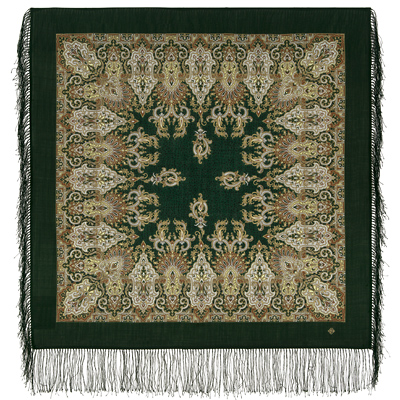 Платок шерстяной с шелковой бахромой "Сады Шираза", вид 10, 89x89 см. арт. 855-10 