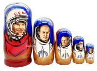  Матрешка Гагарин и космонавты 5 мест 18 см. арт. 988475  Наши подарки