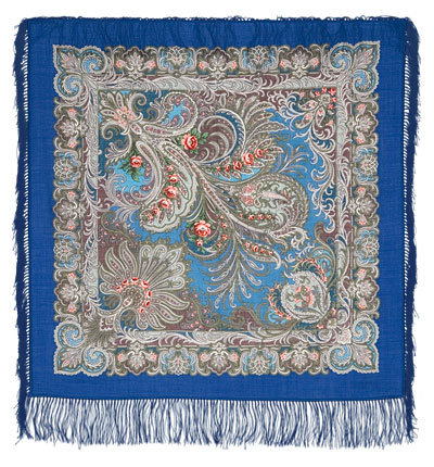 Платок шерстяной с шелковой бахромой "У синего моря", вид 13, 89x89 см. арт.  681-13 