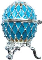 картинка Яйцо пасхальное "Сетка" малое со стразами, цвет голубой 3 см. арт. HE010507 