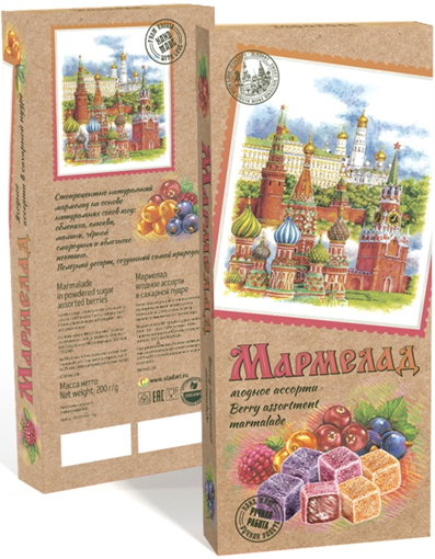 Мармелад натуральный в шоколаде Ассорти Москва 200 г арт. 76462333