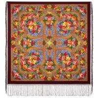 Многоцветный платок 148 см.  из уплотненной шерстяной ткани  "Счастливица", вид 7, арт. 1122-7 Москва