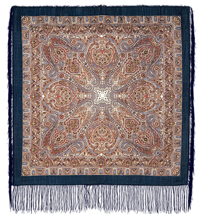 Платок шерстяной с шелковой бахромой "Мозаика", вид 15, 89x89 см. арт.  543-15 