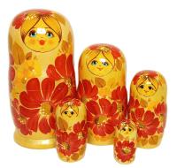 Матрешка сувенирная цветы 18 см 5 мест арт. 8767533