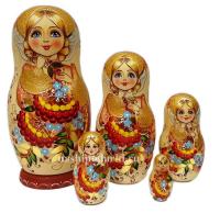  Матрешка "Рябина" 5 кукол 18см арт. 77234  Наши подарки
