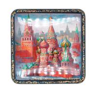 Шкатулка - ларчик лаковая миниатюра "Москва" 11х11х12 см. арт. 75768322 