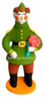 Дымковская игрушка солдат с цветком 12 см. арт. 11116