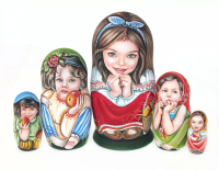 картинка Матрешка Дети с яблоками 5 мест 17 см. арт. 534645 матрешки