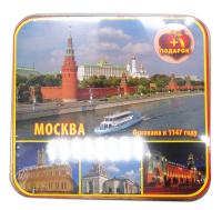 Чай шкатулка подарочная с магнитом "Москва кремль" 17х17 см. арт. 785431 Москва