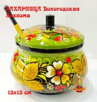 Сахарница Вологодская роспись 13 см. арт. 7844
