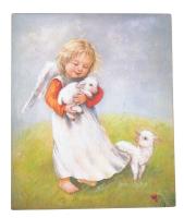 Панно - картина Печать на дереве "Ангел с овечками" 24х20 см. арт. 683223