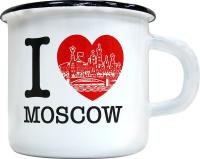  Кружка металлическая эмалированная "I love Moscow" 400 мл арт. 5765333 магазин сувениров Наши подарки