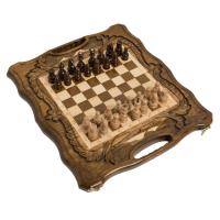  Шахматы + нарды резные c Араратом 40 с ручкой, Haleyan  Артикул: kh116 