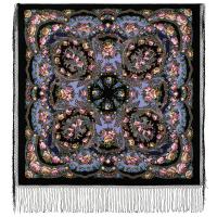 Многоцветный платок 148 см. из уплотненной шерстяной ткани  "Цветы под снегом", вид 18, арт. 1099-18 Москва