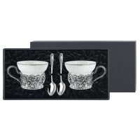 Набор чайных чашек "Ромашки": ложка, чашка посеребренный с чернением Артикул: КМ8060406