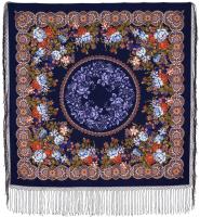 Многоцветный платок 148 см. из уплотненной шерстяной ткани  "Белые розы", вид 14, арт.  Москва