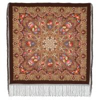 Многоцветный платок 148 см. из уплотненной шерстяной ткани  "Миндаль", вид 27, арт. 1369-27 Москва