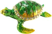 картинка Шкатулка "Черепаха" со стразами, цвет зелёный арт. BP1269K1 