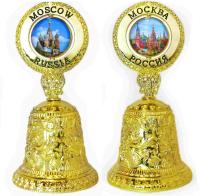  Колокольчик "Москва" с цветной вставкой, высота 9,5 см арт. 7855333 магазин сувениров Наши подарки