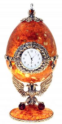 картинка часы-шкатулка "Державные" из янтаря 17.5х8 см. Арт. 1801 магазин 
