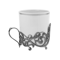 Чашка чайная "Витая" посеребренная с чернением Артикул: КМ367ЧШ06