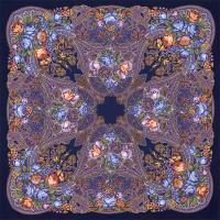 Многоцветный 148 см. платок из уплотненной шерстяной ткани  "Ненаглядная", вид 14. арт. 1025-14 Москва