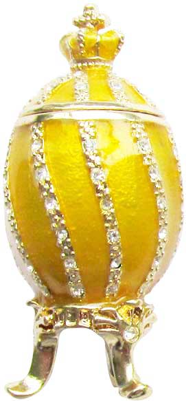 Яйцо пасхальное "Витое малое с короной" со стразами, цвет золотой 3,5 см. арт. HE0222010 