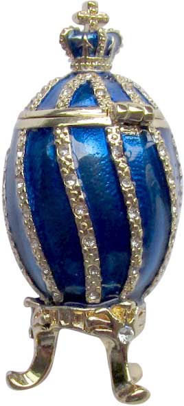 Яйцо пасхальное "Витое малое с короной" со стразами, цвет синий 3,5 см. арт. HE022202 