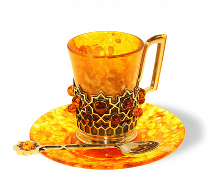 картинка Кофейная чашка "Визирь" из янтаря 7х5 см, 10 см, 11 см. Арт. 31003a магазин 