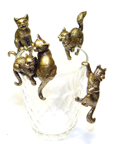Кошки из латуни на стакане комплект (без стакана) арт. 1244