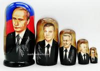  Матрешка "Путин президенты" 18 см. 5 мест арт. 77777  Наши подарки