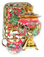 Самовар электрический 3 литра с художественной росписью «Хохлома» формы «Овал» арт. 6363321 