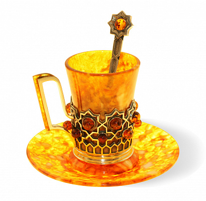 картинка Кофейная чашка "Визирь" из янтаря 7х5 см, 10 см, 11 см. Арт. 31003a магазин 