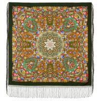 Многоцветный платок 148 см. из уплотненной шерстяной ткани  "Злато-серебро", вид 10, арт.1731-10 Москва