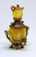 Фигурка из латуни Самовар маленький с чайником (белый шар) арт. 736-1