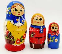  Матрёшка Сергиево-посадская 3 куклы 10 см. арт. 776531  Наши подарки