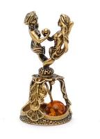 Фигурка из латуни с янтарем Колокольчик знак зодиака Близнецы большой арт. 