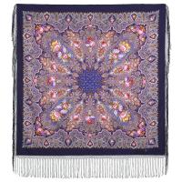 Многоцветный платок 148 см.  из уплотненной шерстяной ткани  "Миндаль", вид 13, арт. 1369-13 Москва