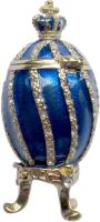 картинка Яйцо пасхальное "Витое малое с короной" со стразами, цвет синий 3,5 см. арт. HE022202 