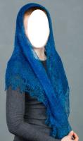 Пуховый платок синий 120х120 см. арт. 752338