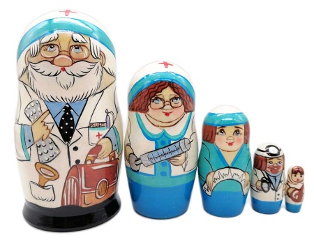 Матрешка доктор 5 мест 14 см. арт. 53322