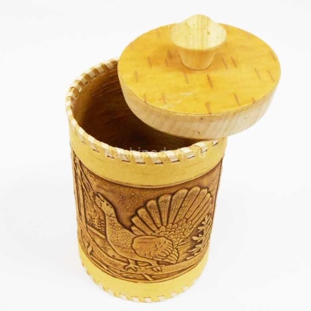 Береста Туес "Глухарь на току" 8х4см арт. 220119122 картинка Береста Туес "Глухарь на току" 8х4см арт. 220119122 магазин русских сувениров  Наши подарки