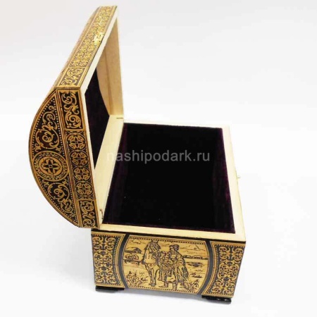 картинка Береста Шкатулка "Три Богатыря" 22х12см арт. 220119137 магазин русских сувениров  Наши подарки