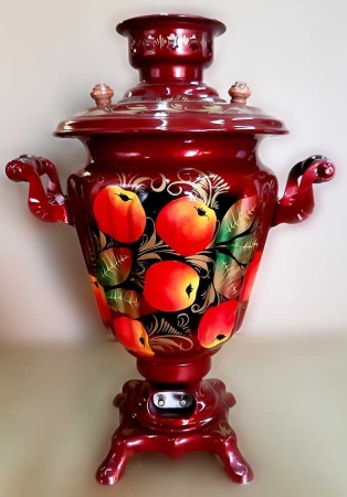 Электрический самовар с росписью "Яблоки"  3 литра арт. 100065 